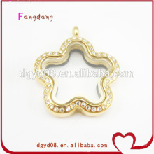 flower shape gold jewelry with crystal